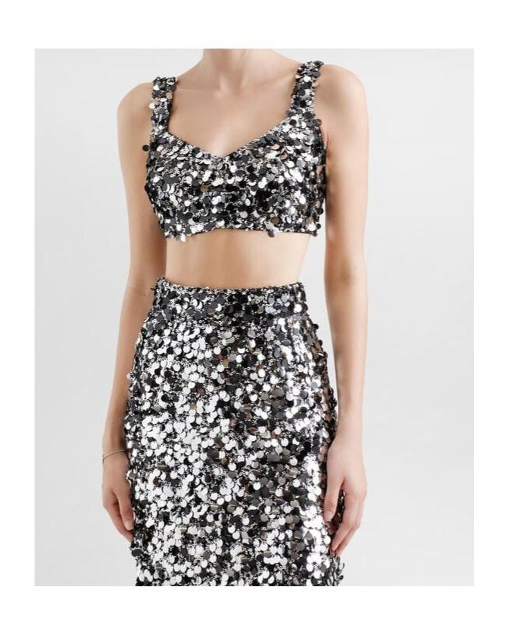 Dolce & Gabbana Black Embellished Sequin Crop Top