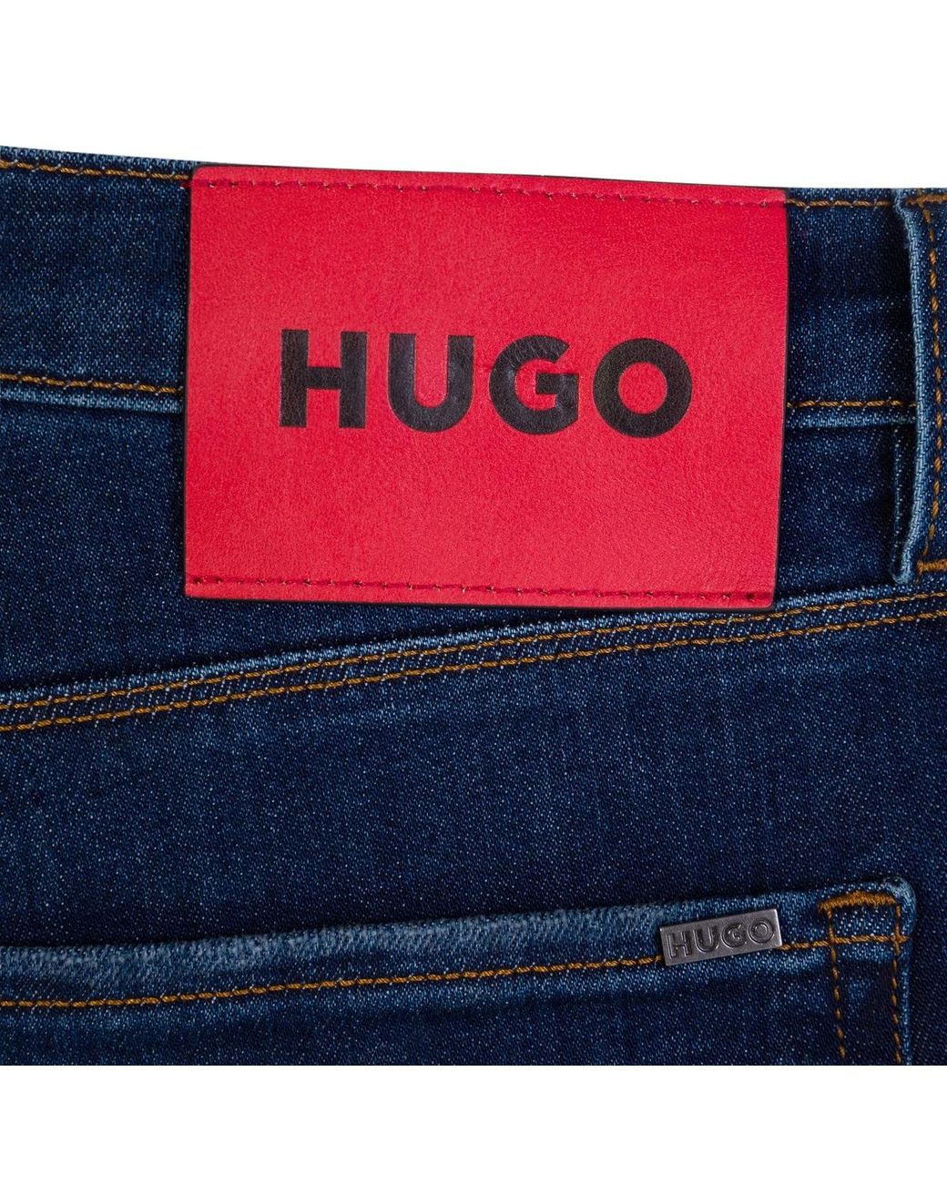 Boss Blue Mid-Rise Tapered-Leg Jeans for men