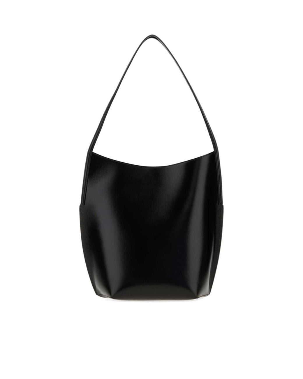 Jil Sander Black Kante Curved Tote Bag