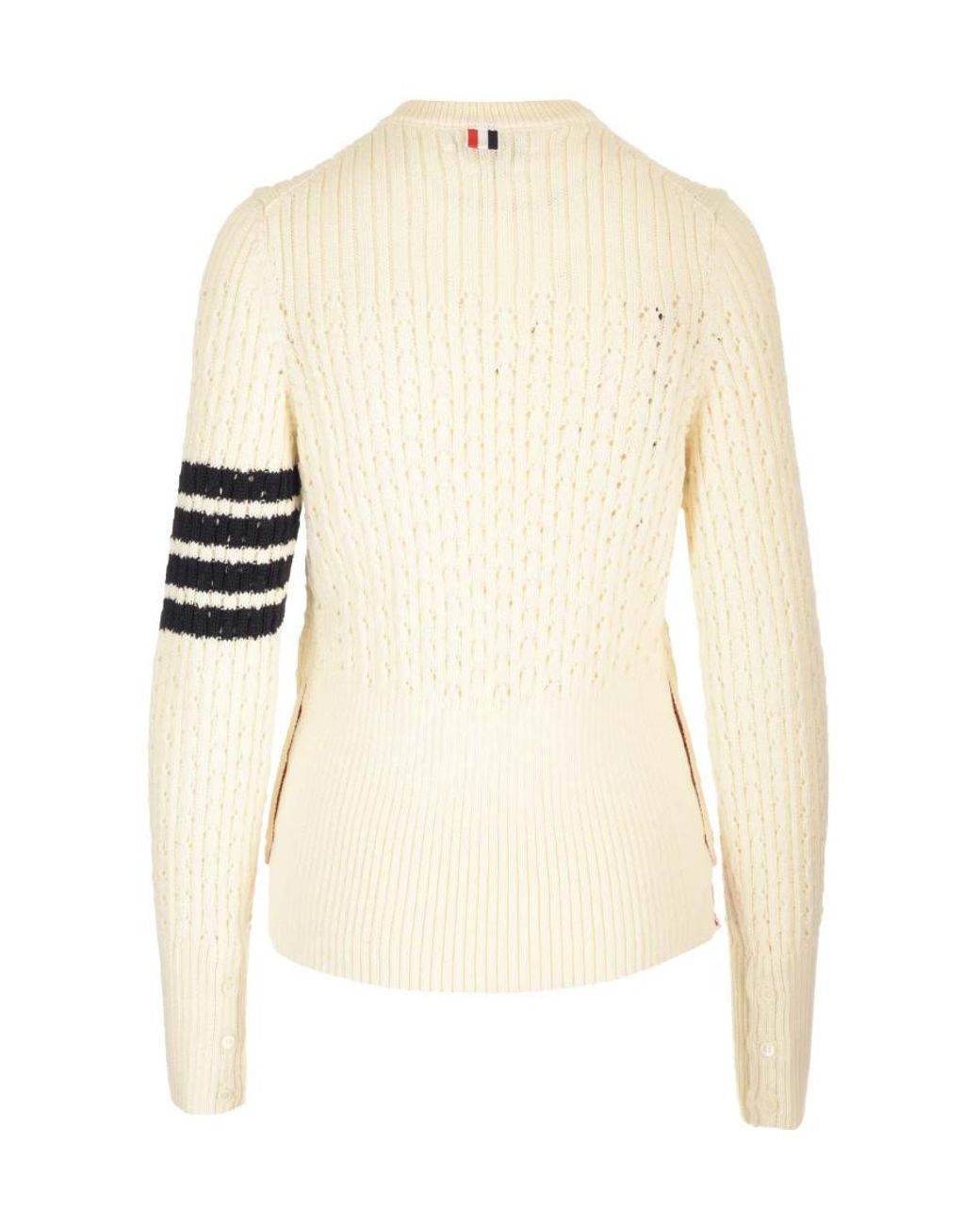 Thom Browne Natural 4-Bar Crewneck Jumper