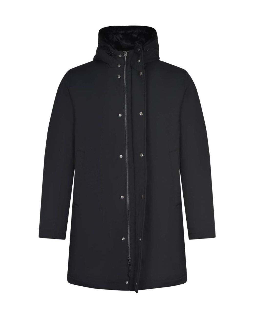 Herno Gray Light Faux Fur Hooded Long Parka for men