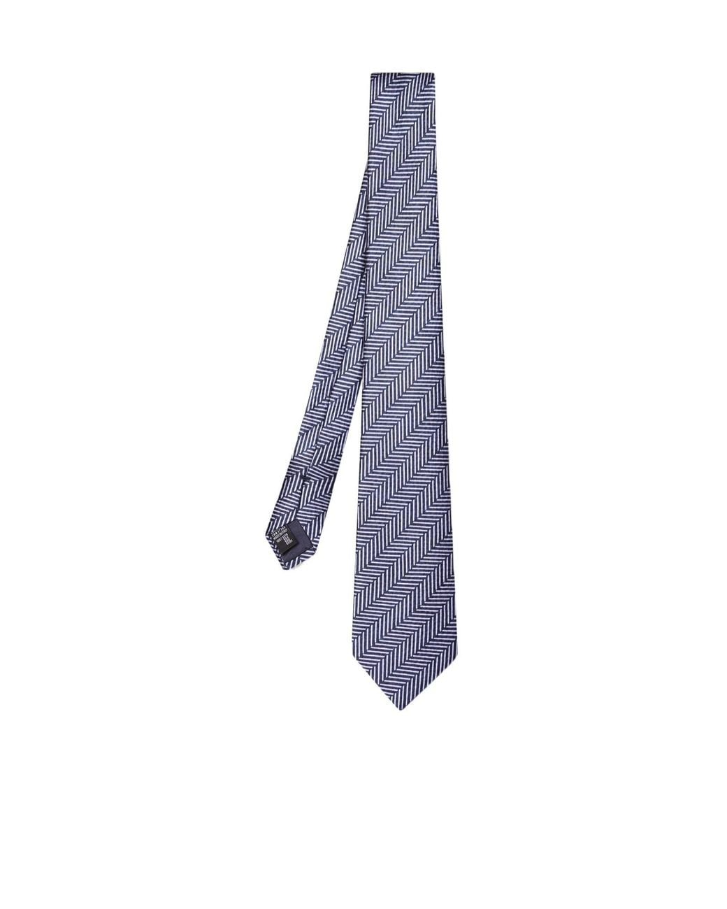 Giorgio Armani Blue Chevron Patterned Pointed Tip Tie for men