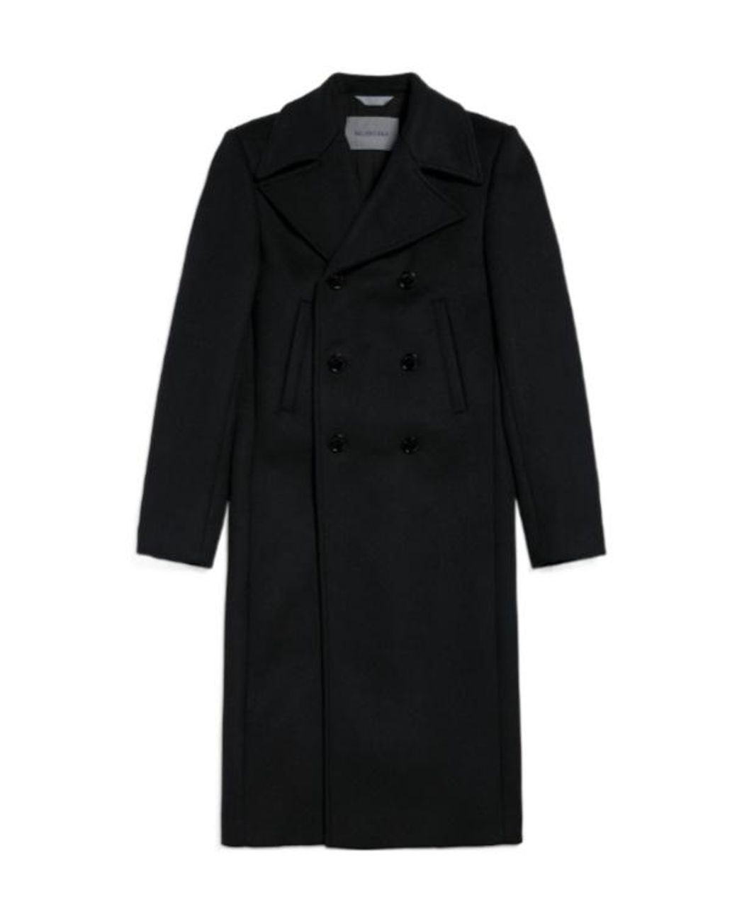 Balenciaga Black Double-Breasted Long Coat for men