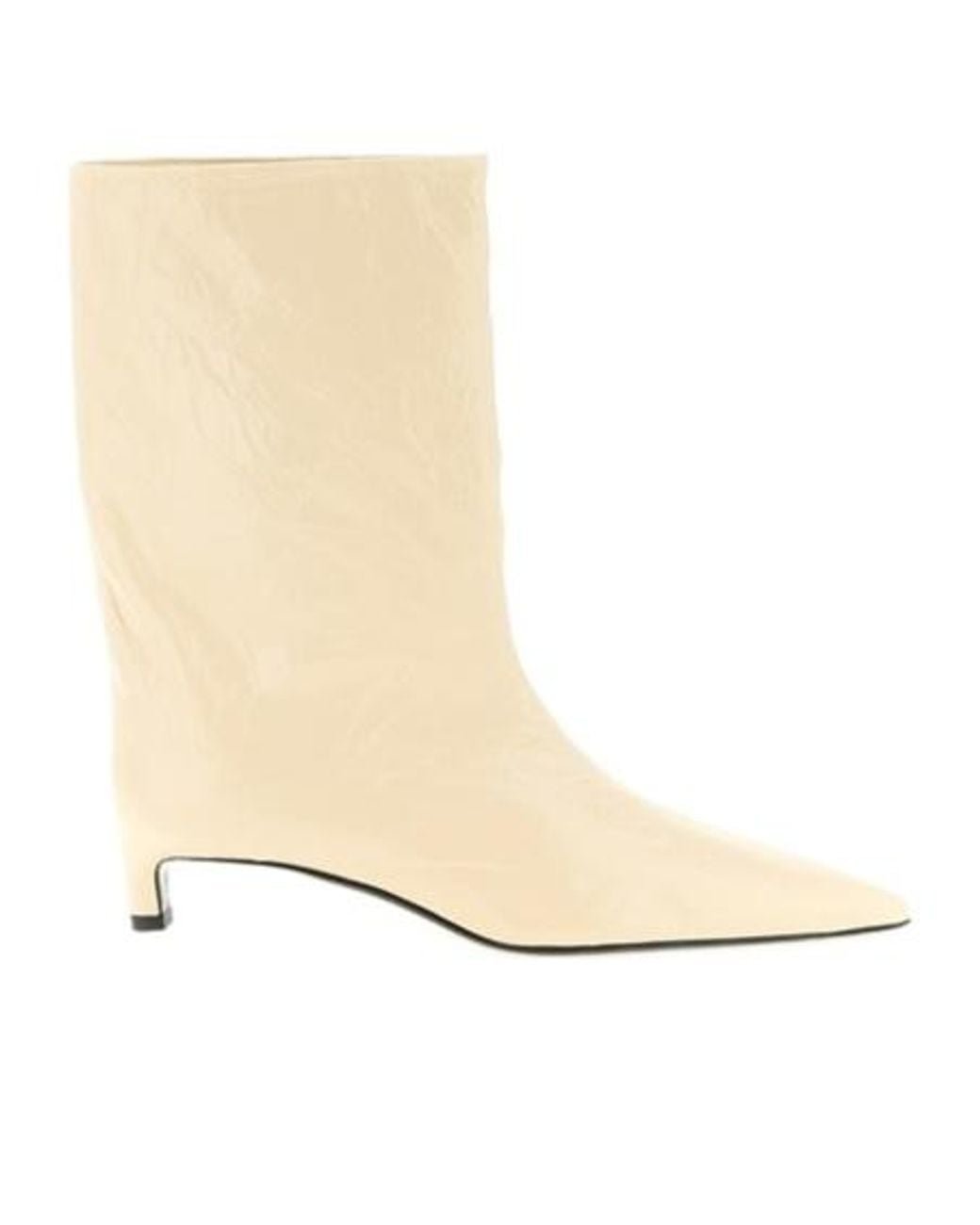 Jil Sander Natural Craquele Pointed-Toe Ankle Boots