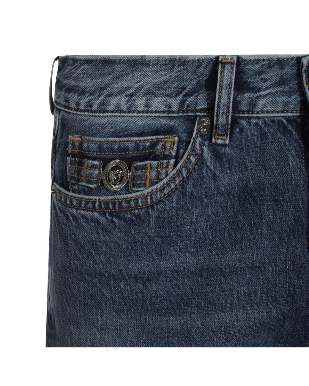Versace Blue Logo-Patch Jeans for men