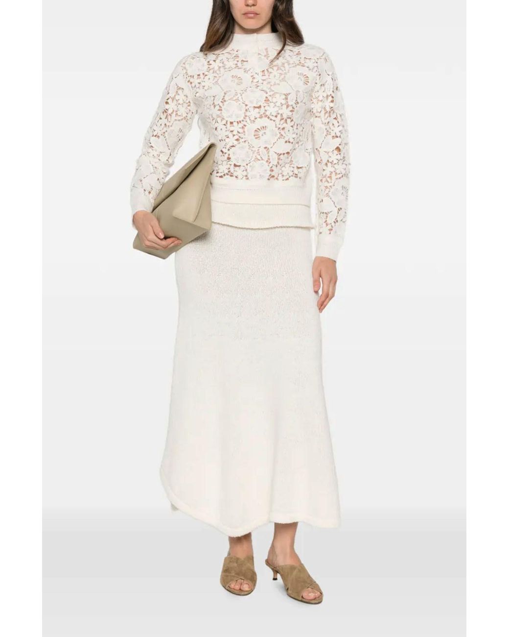 Ermanno Scervino White Floral-Lace Sweater