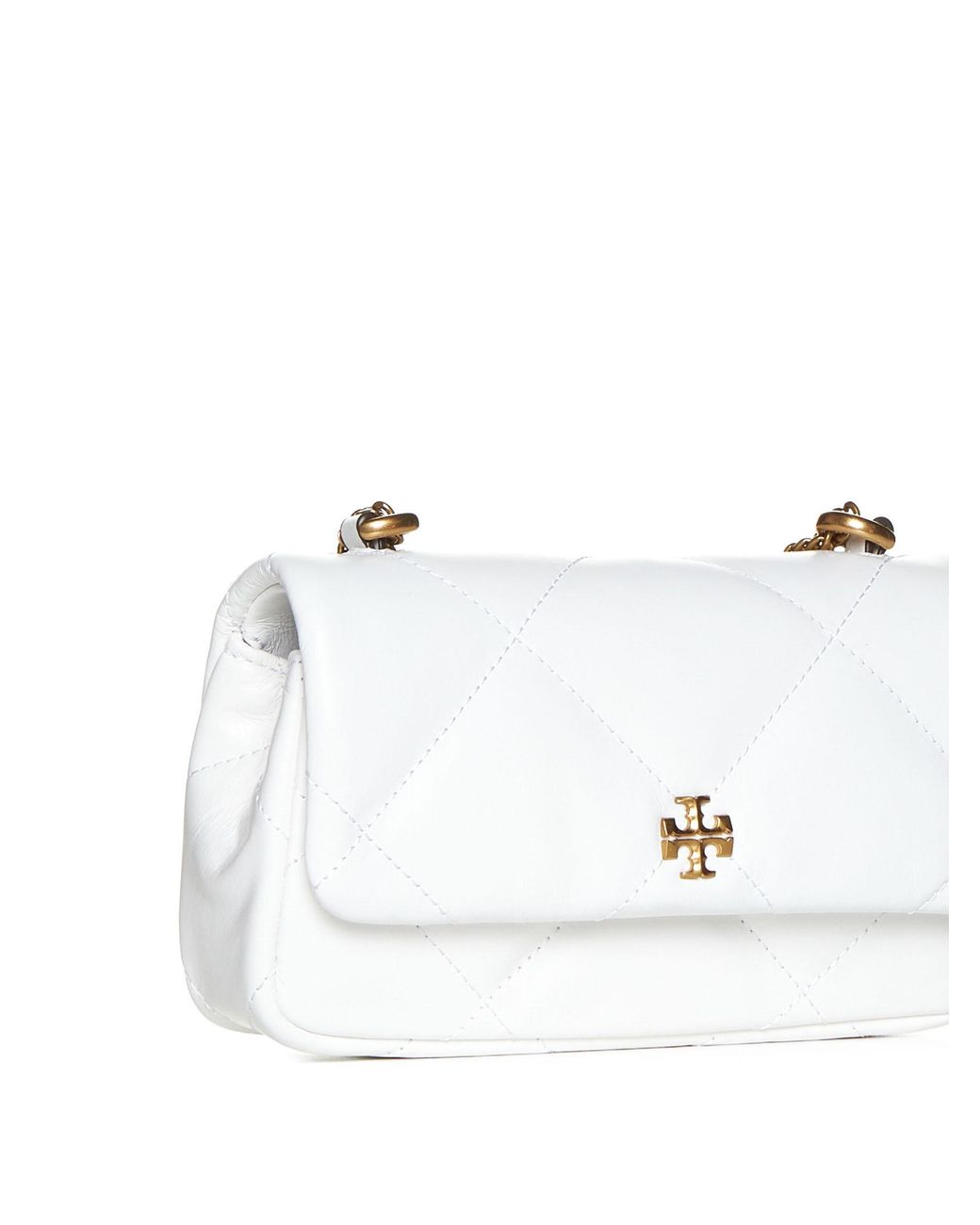 Tory Burch White Kira Diamond Quilted Mini Shoulder Bag