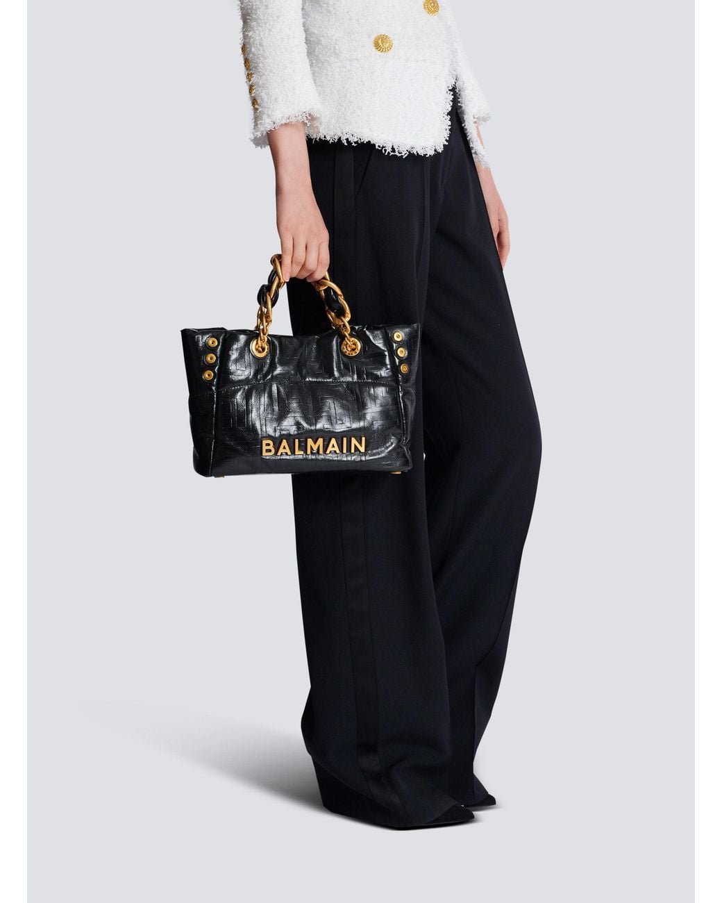 Balmain Black Small 1945 Soft Tote Bag