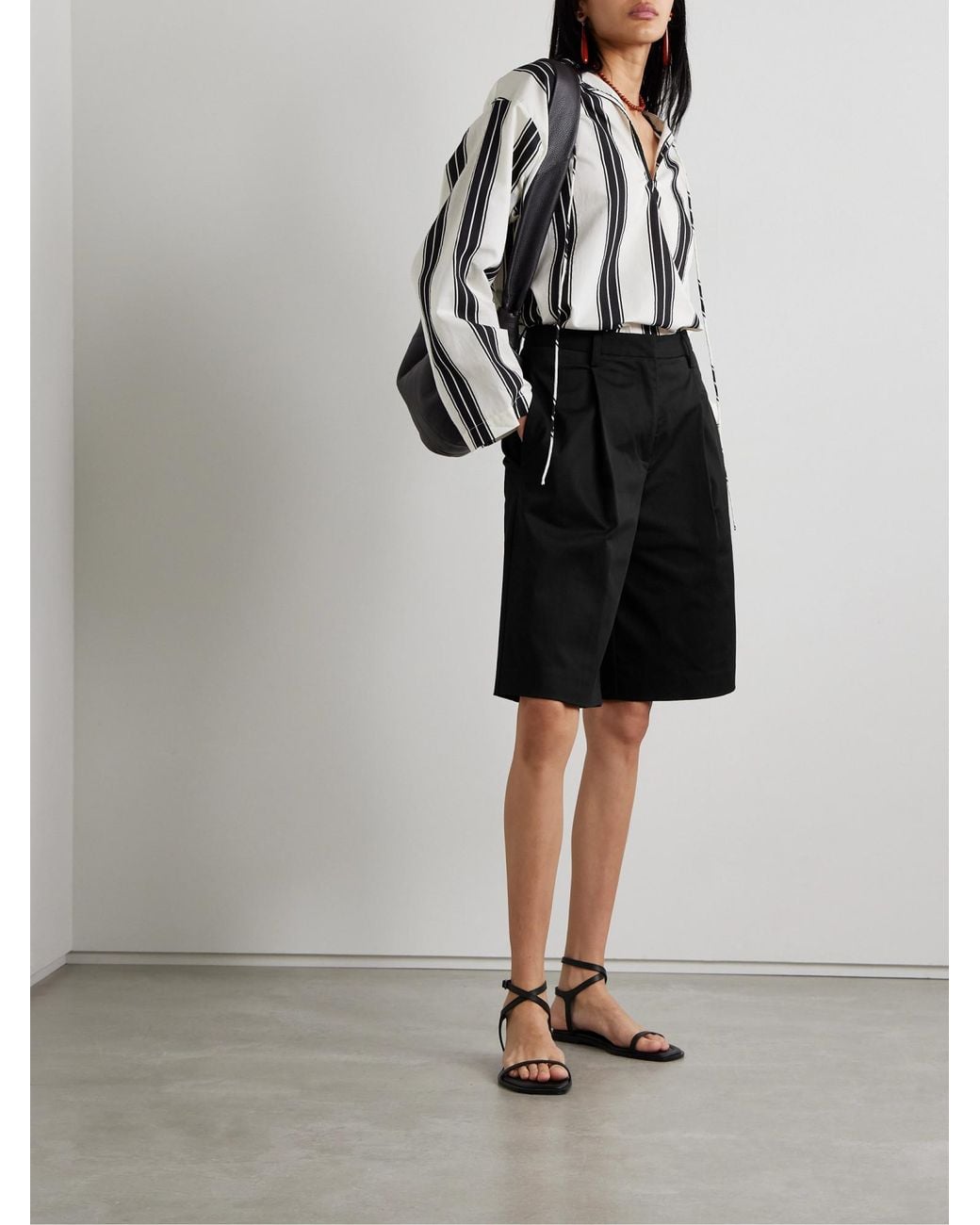 Matteau Black Cotton-Blend Twill Shorts