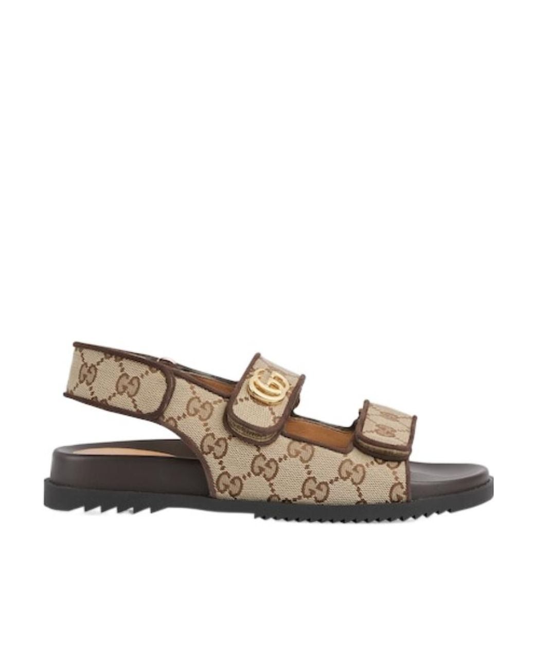 Gucci Brown Gg Canvas & Leather Sandal