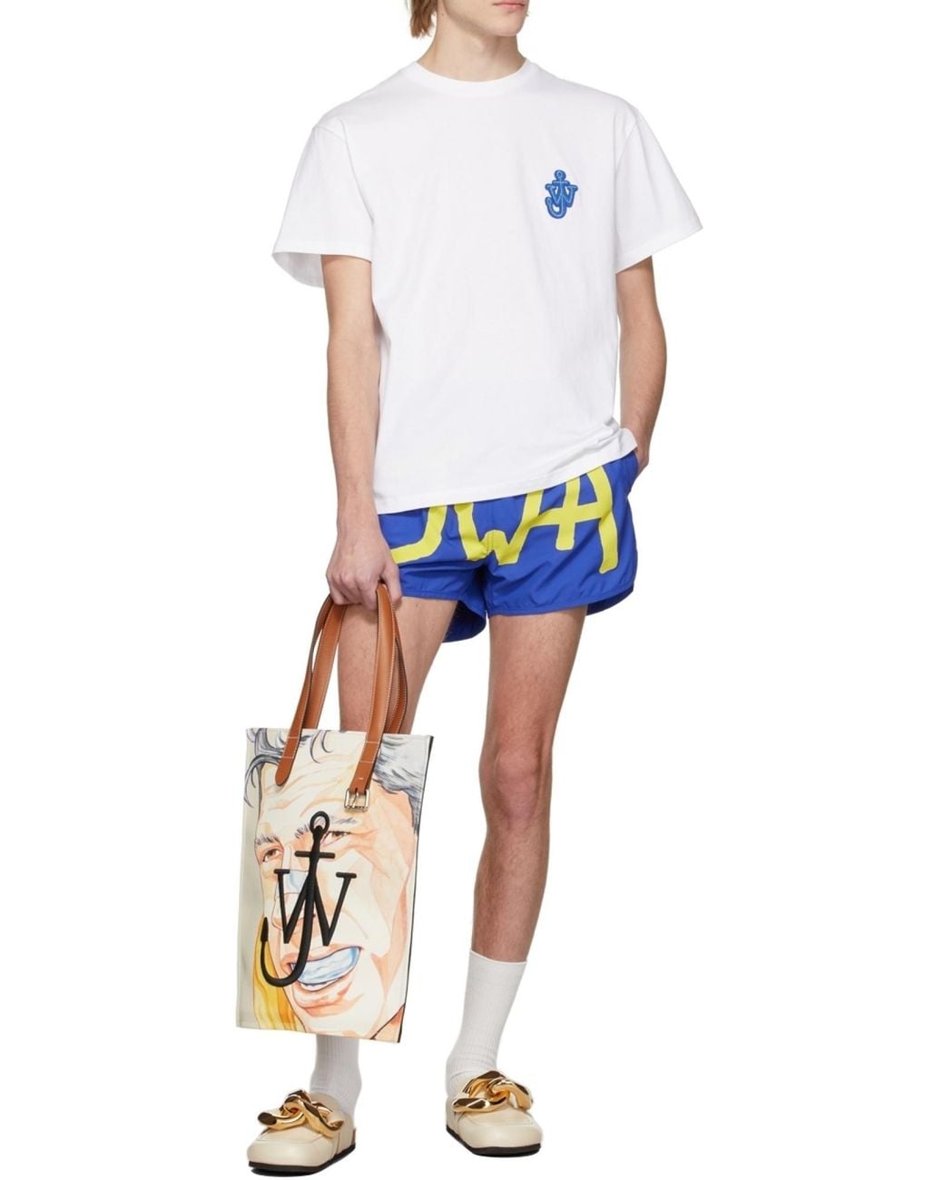 J.W. Anderson White Jw Anderson Logo Embroidered Crewneck T-Shirt for men