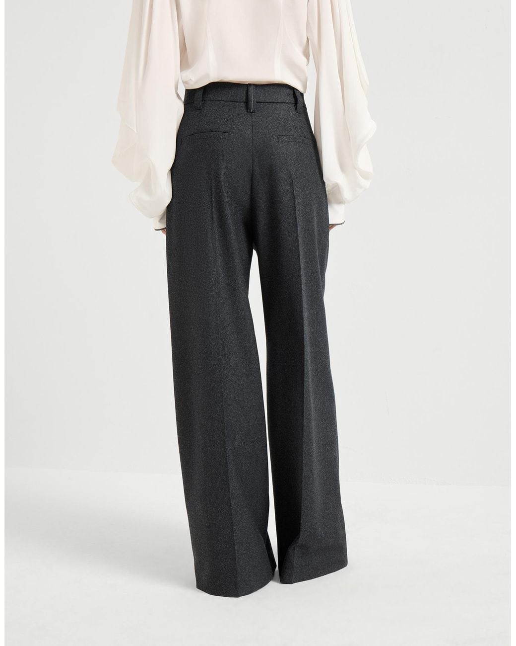 Brunello Cucinelli Black Monili-Detail Sartorial Trousers