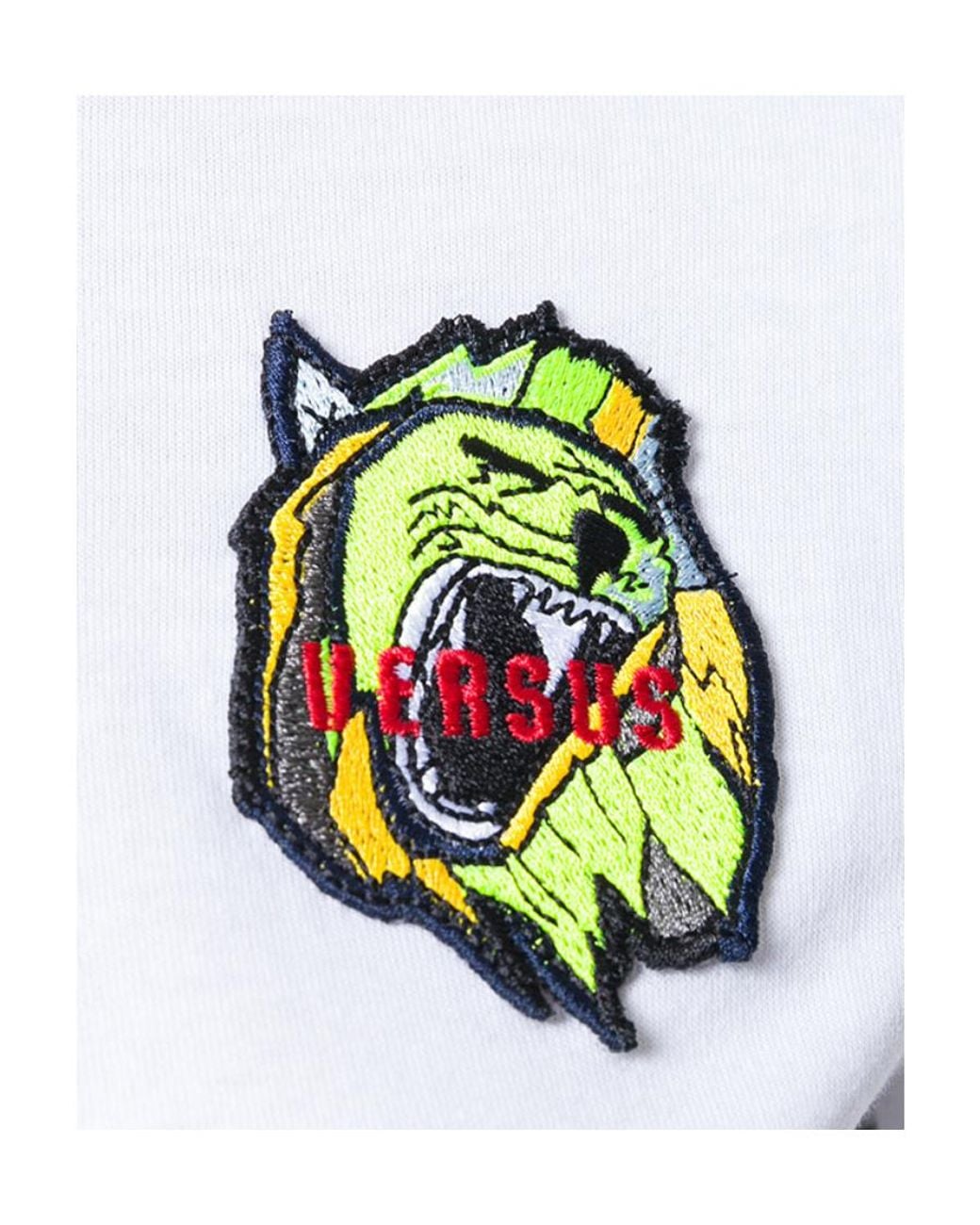 Versace White Wolf Appliqué Short-Sleeve T-Shirt