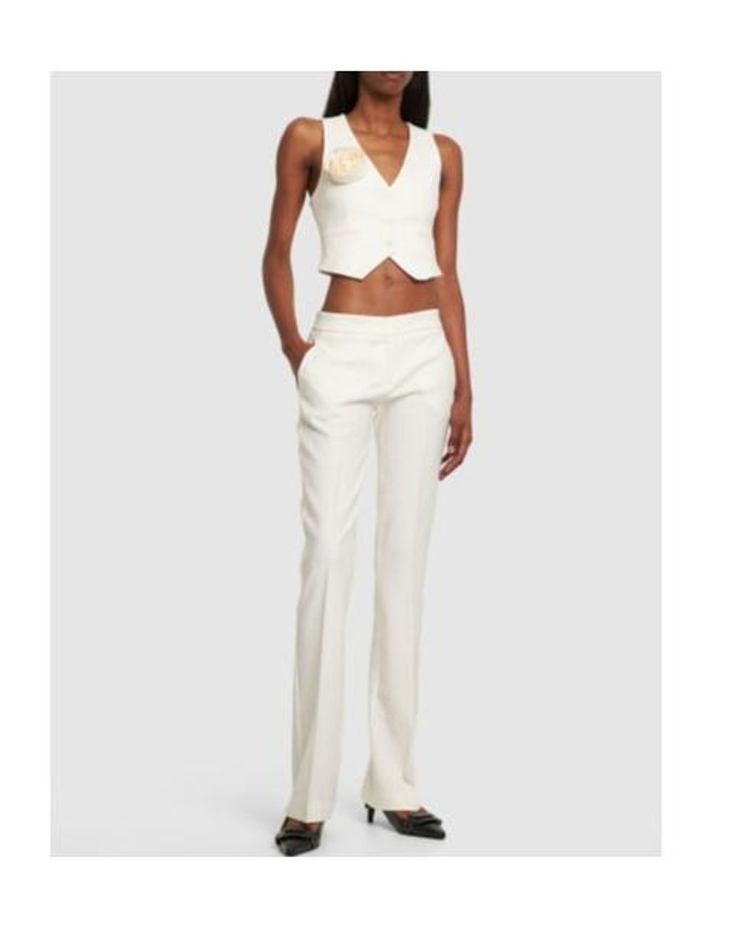 Blumarine White Logo Details Casual Pants