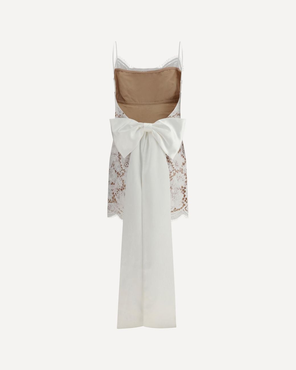Self-Portrait White Lace Scalloped-Hem Obersized Bow Dress