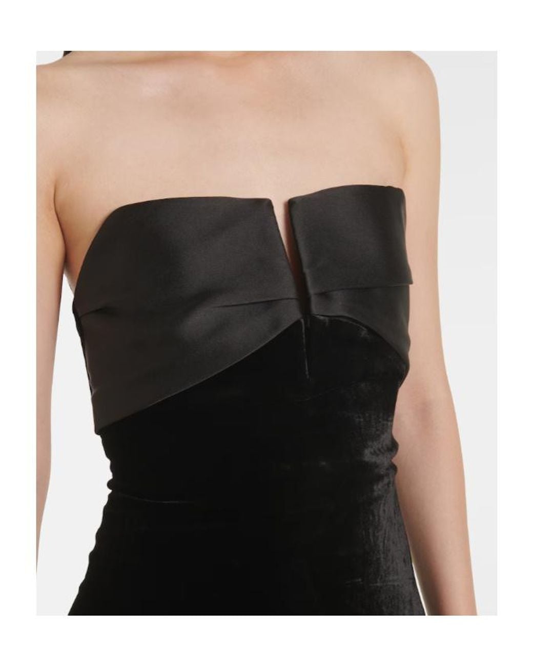 Roland Mouret Black Strapless Velvet Gown