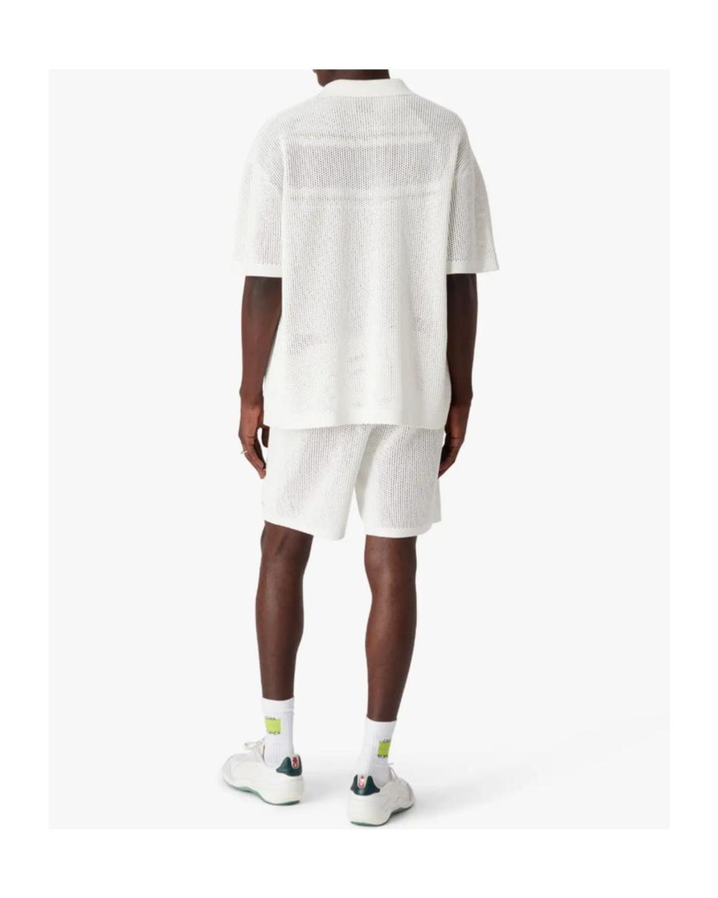 Casablanca White Logo-Embroidered Mesh Shorts for men