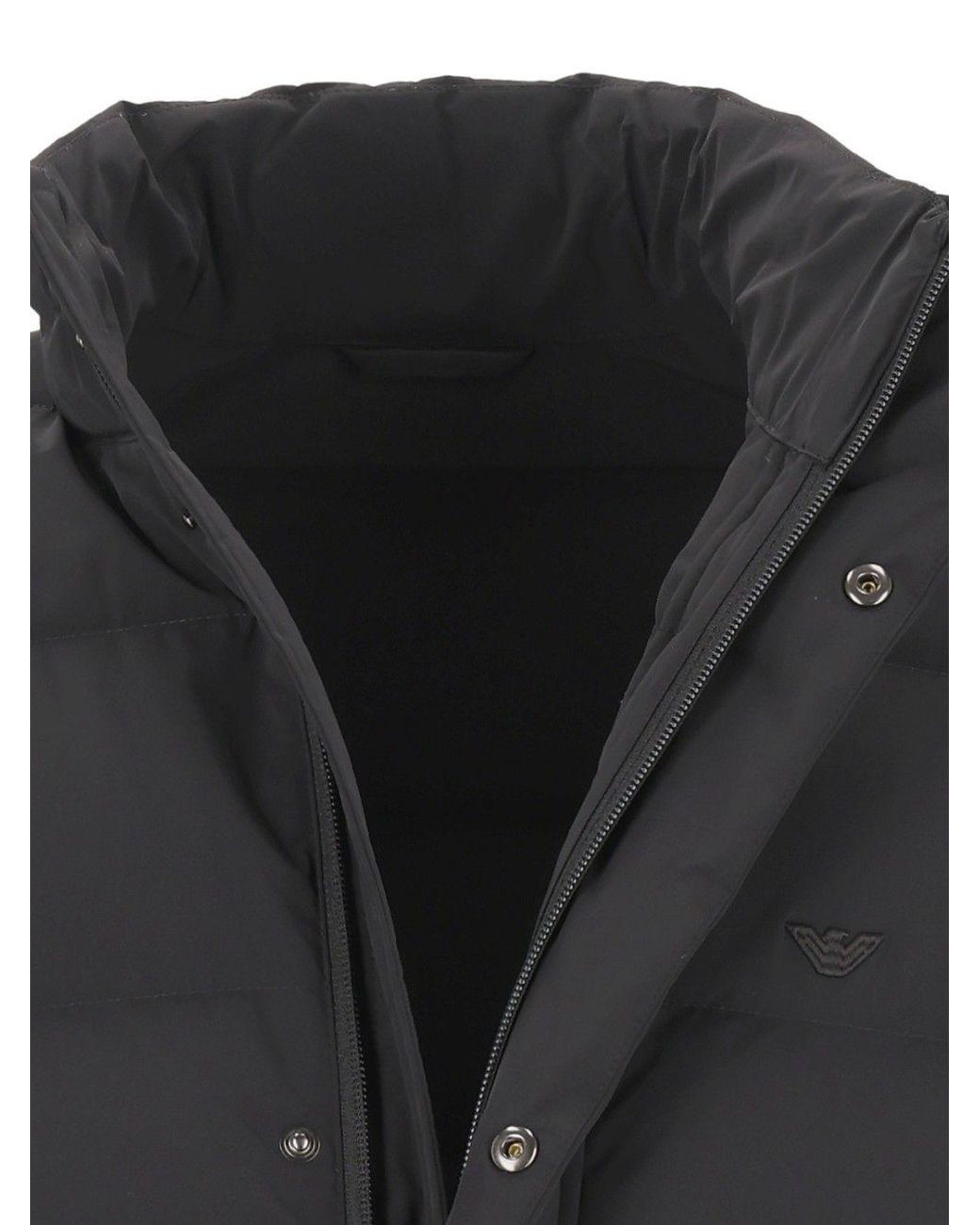 Emporio Armani Black Quilted Zip-Up Down Jacket for men