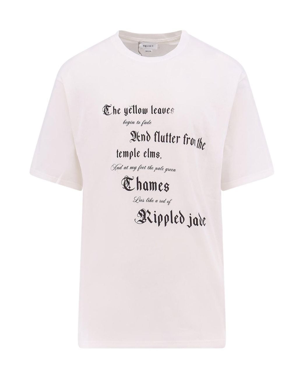 McQueen White Graphic Printed Crewneck T-Shirt for men