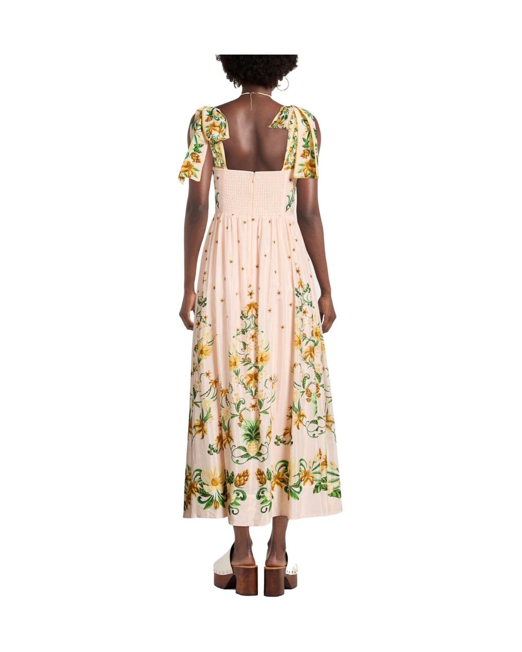 Farm Rio Metallic Floral Print Slip Dress