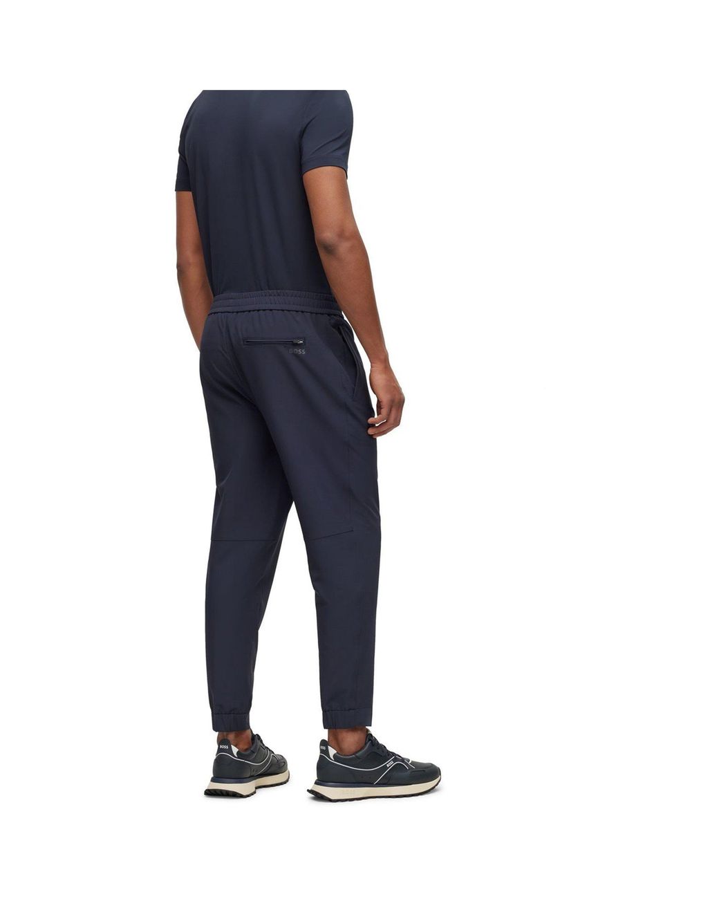 Boss Blue Solid Color Casual Pants for men
