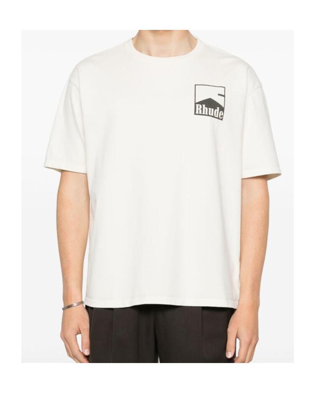Rhude White Logo Graphic T-Shirt for men