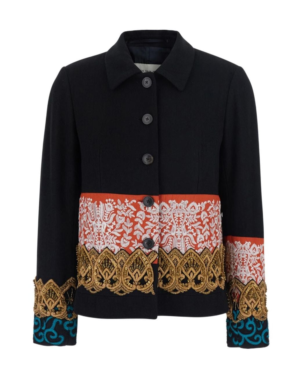 Dries Van Noten Black Long-Sleeve Casual Jacket