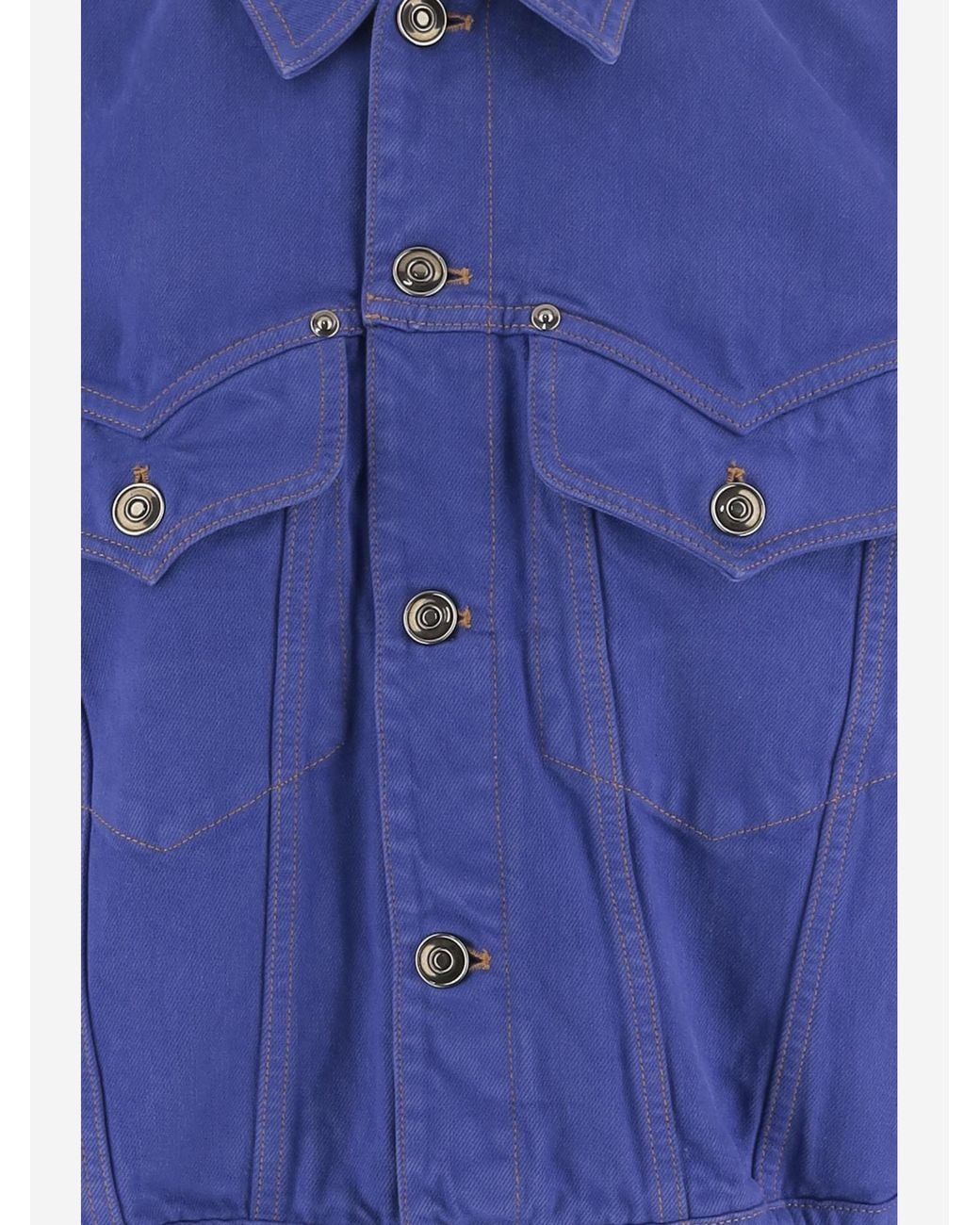 Versace Blue Cropped Non-Stretch Denim Jacket