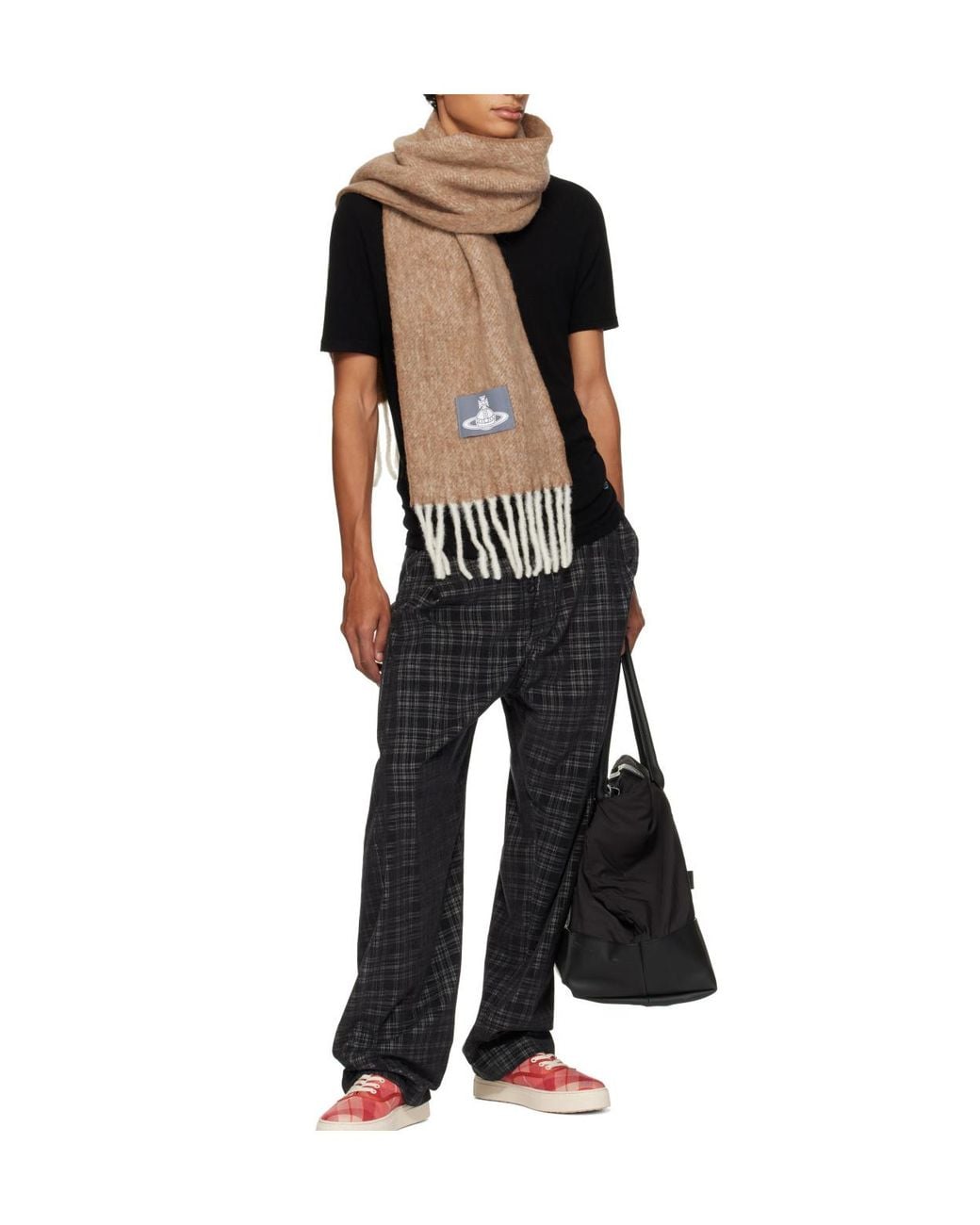 Vivienne Westwood Natural Orb-Patch Fringed Scarf for men