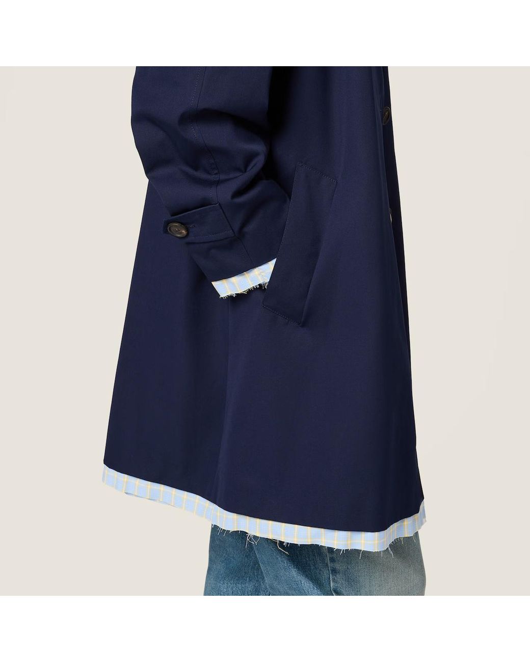Miu Miu Blue Long-Sleeved Button-Up Coat