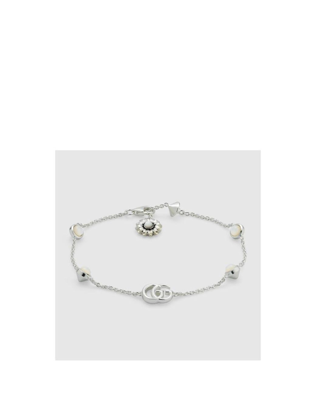 Gucci White Gg Marmont Mother Of Pearl Bracelet