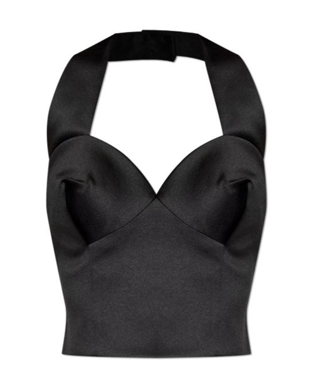 Marc Jacobs Black Sculpted Satin Halter Top