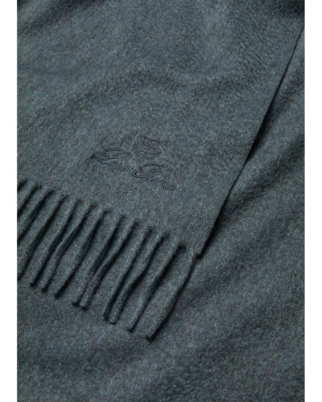 Loro Piana Blue Grande Unita Fringed-Edge Scarf for men