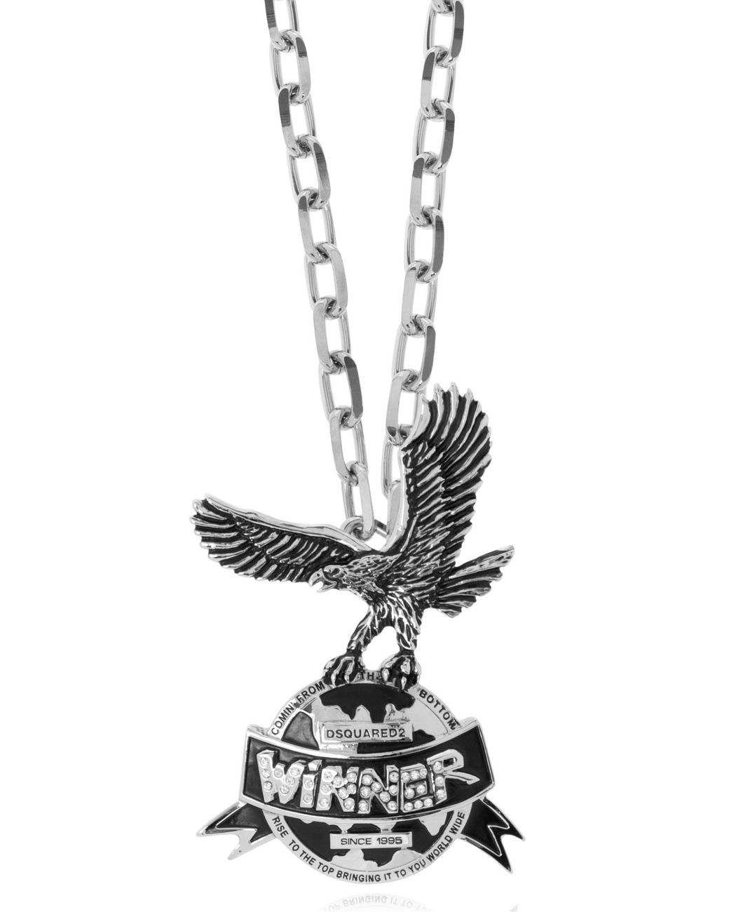 DSquared² White Logo Charm Necklace for men