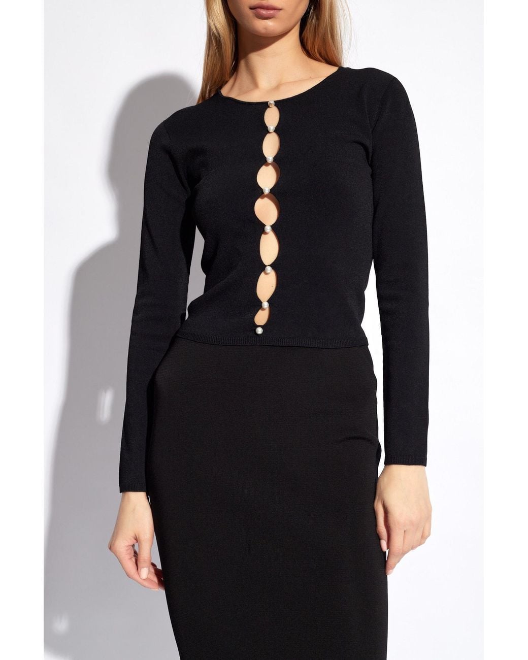 DSquared² Black Cut-Out Detailed Long-Sleeved Cardigan