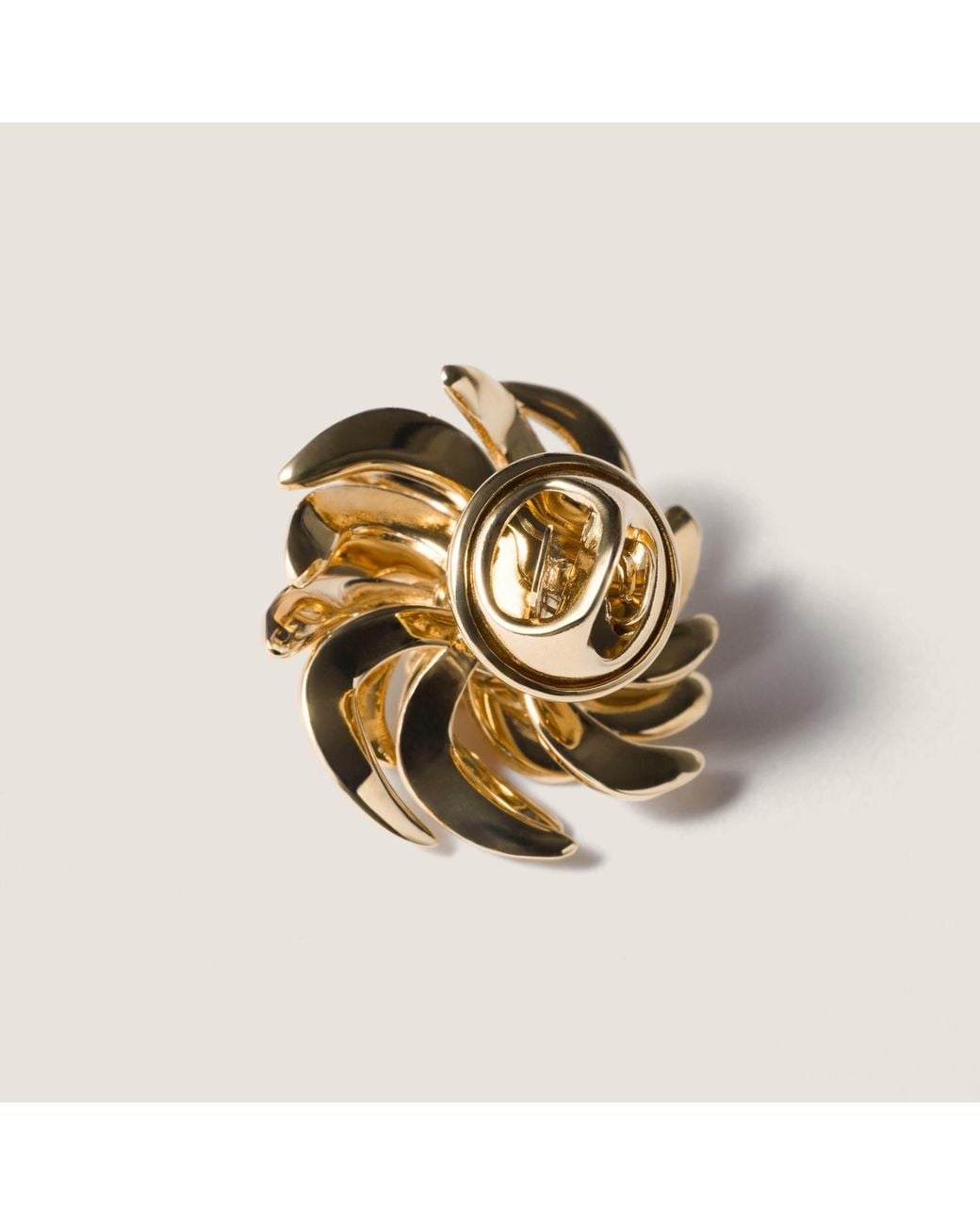 Miu Miu Metallic Metal Brooch With Crystals