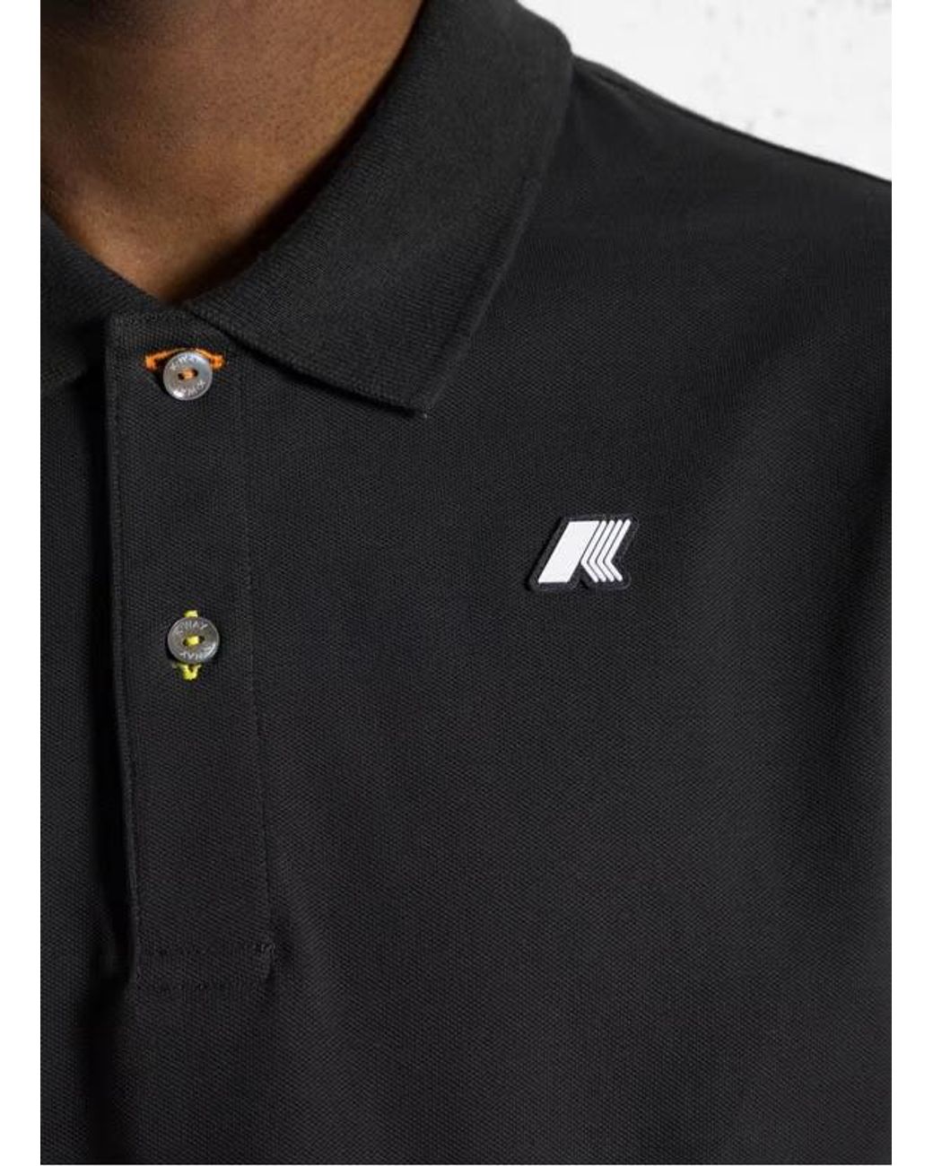 K-Way Black Logo Patch Short-Sleeved Polo Shirt for men