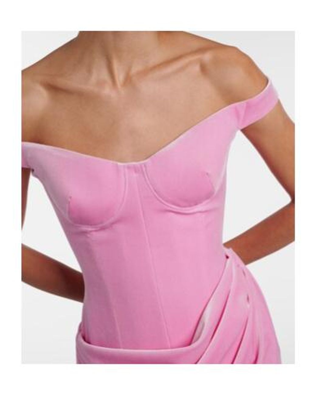 Alex Perry Pink Draped Velvet Bustier Dress