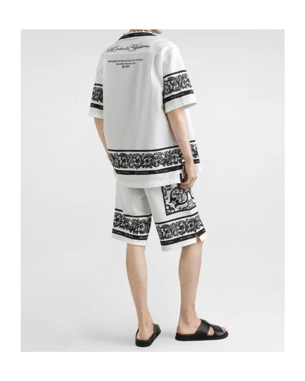 Dolce & Gabbana White Shirt With "Majolica" Print for men