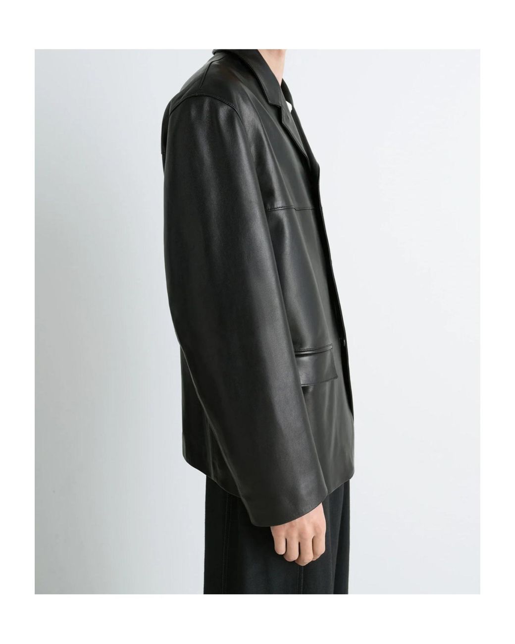 Lemaire Black Leather Single Breasted Jacket for men