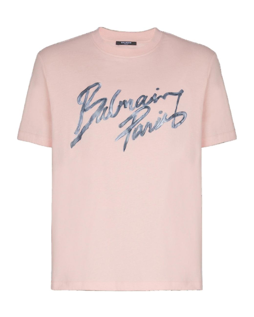 Balmain Pink Printed Cotton T-Shirt for men