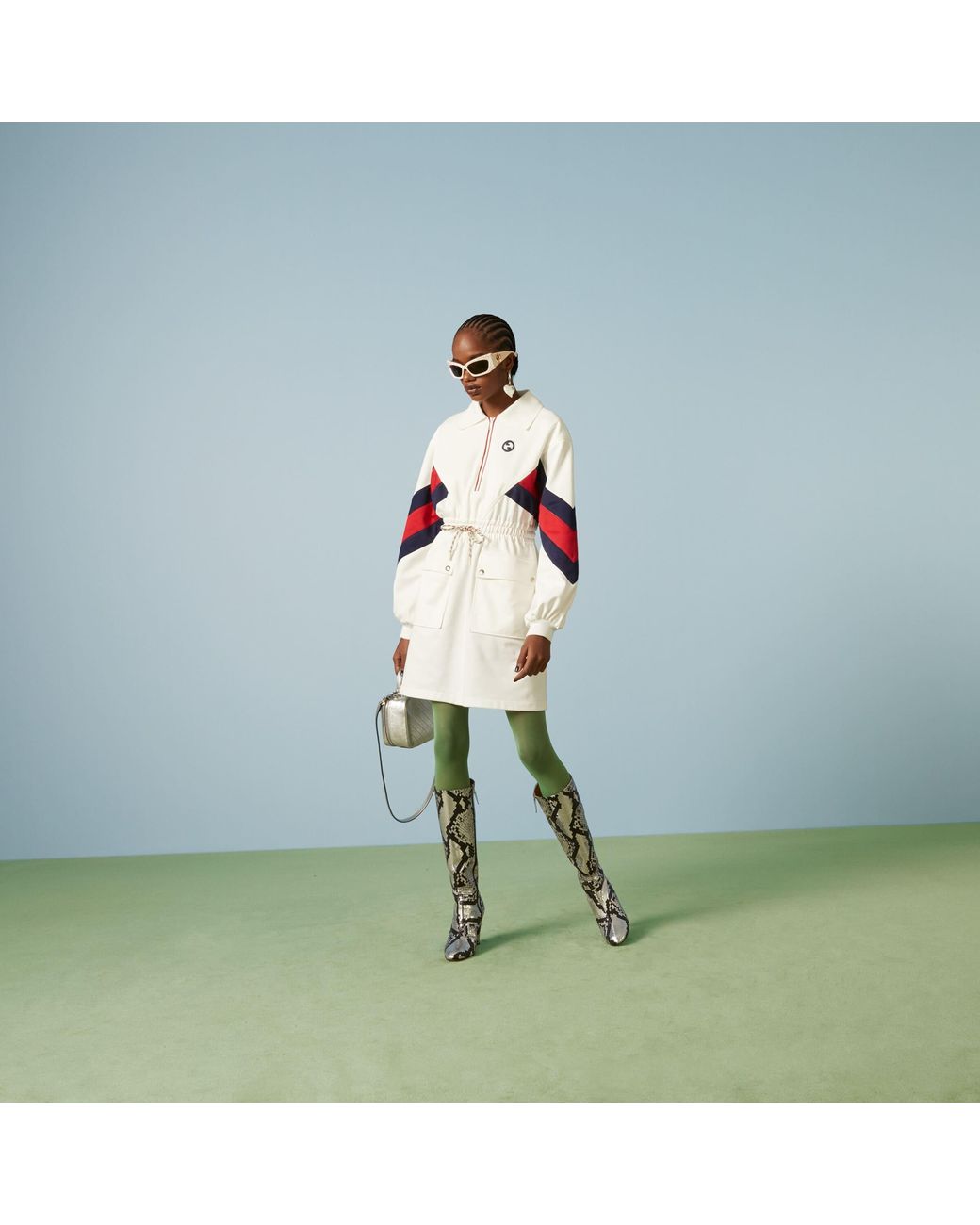 Gucci White Technical Jersey Polo Dress