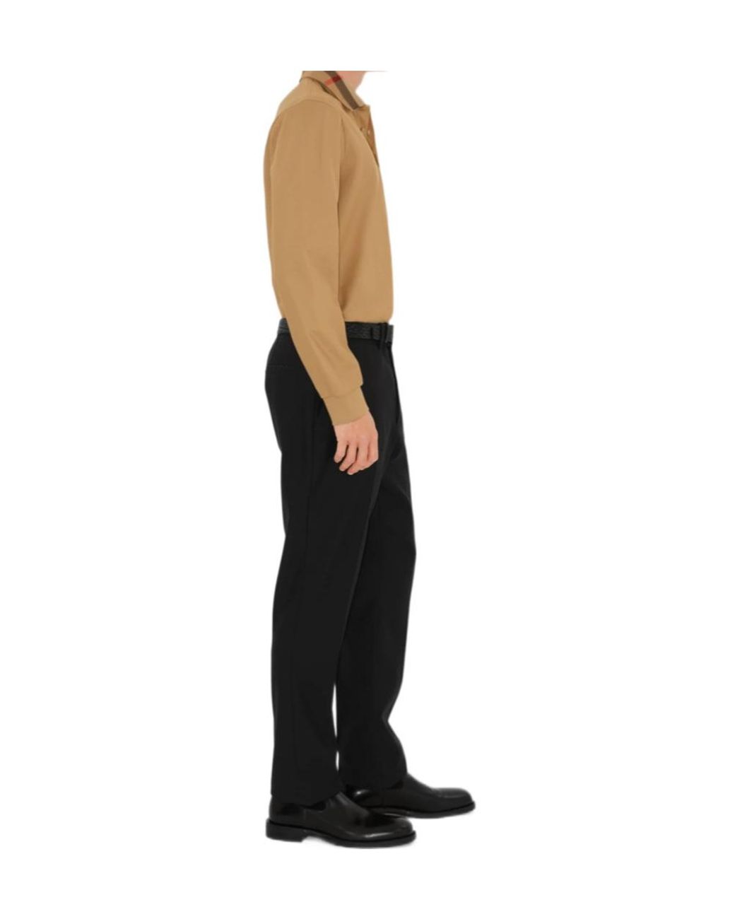 Burberry Brown Check Collar Polo Sweater for men