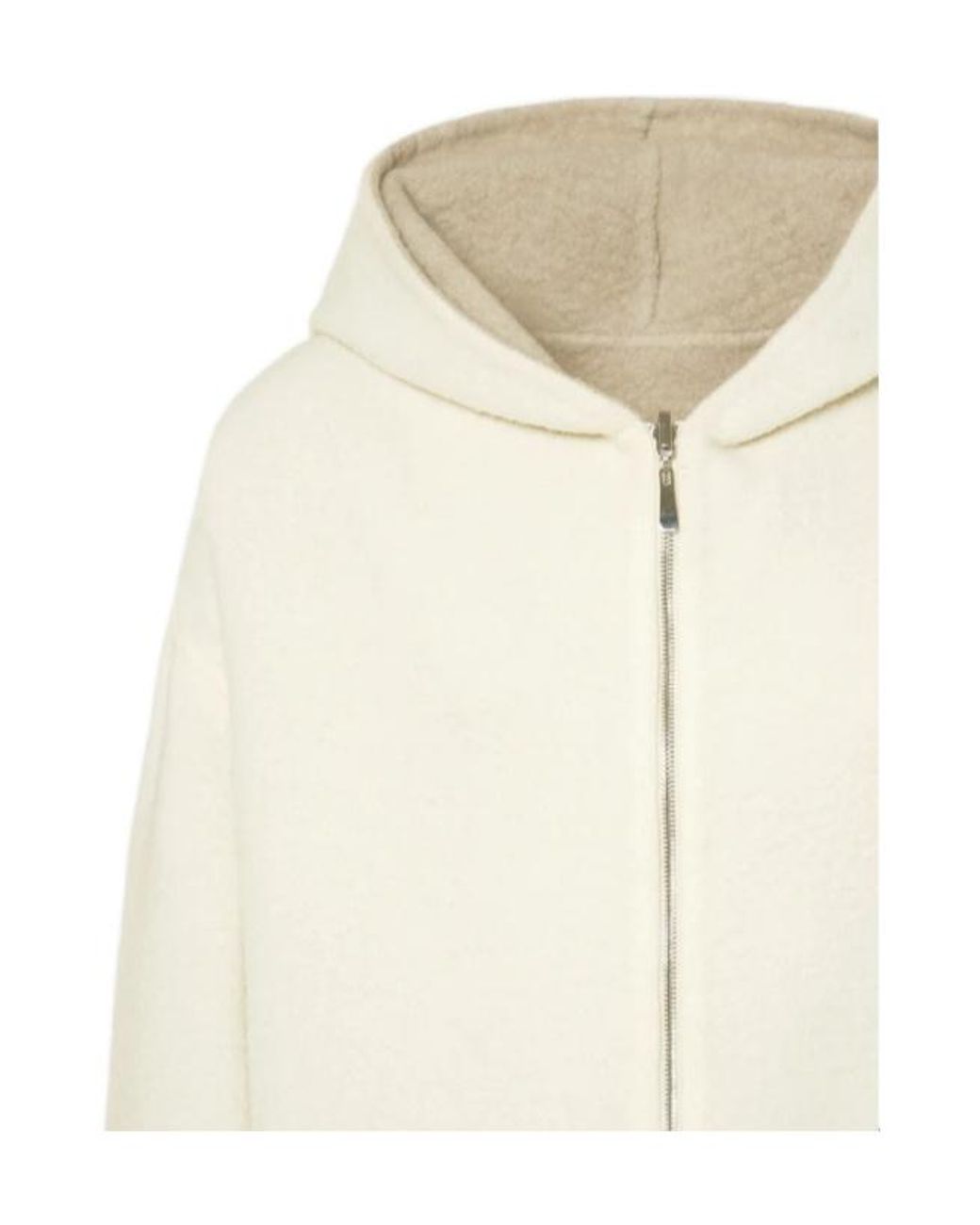 Malo White Zip-Up Hooded Coat