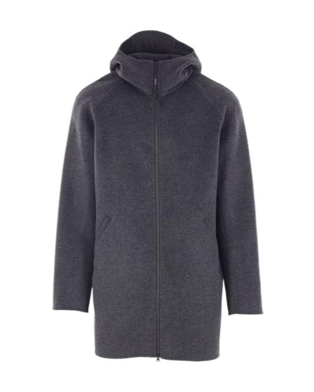Aspesi Blue Zip-Up Hooded Coat for men