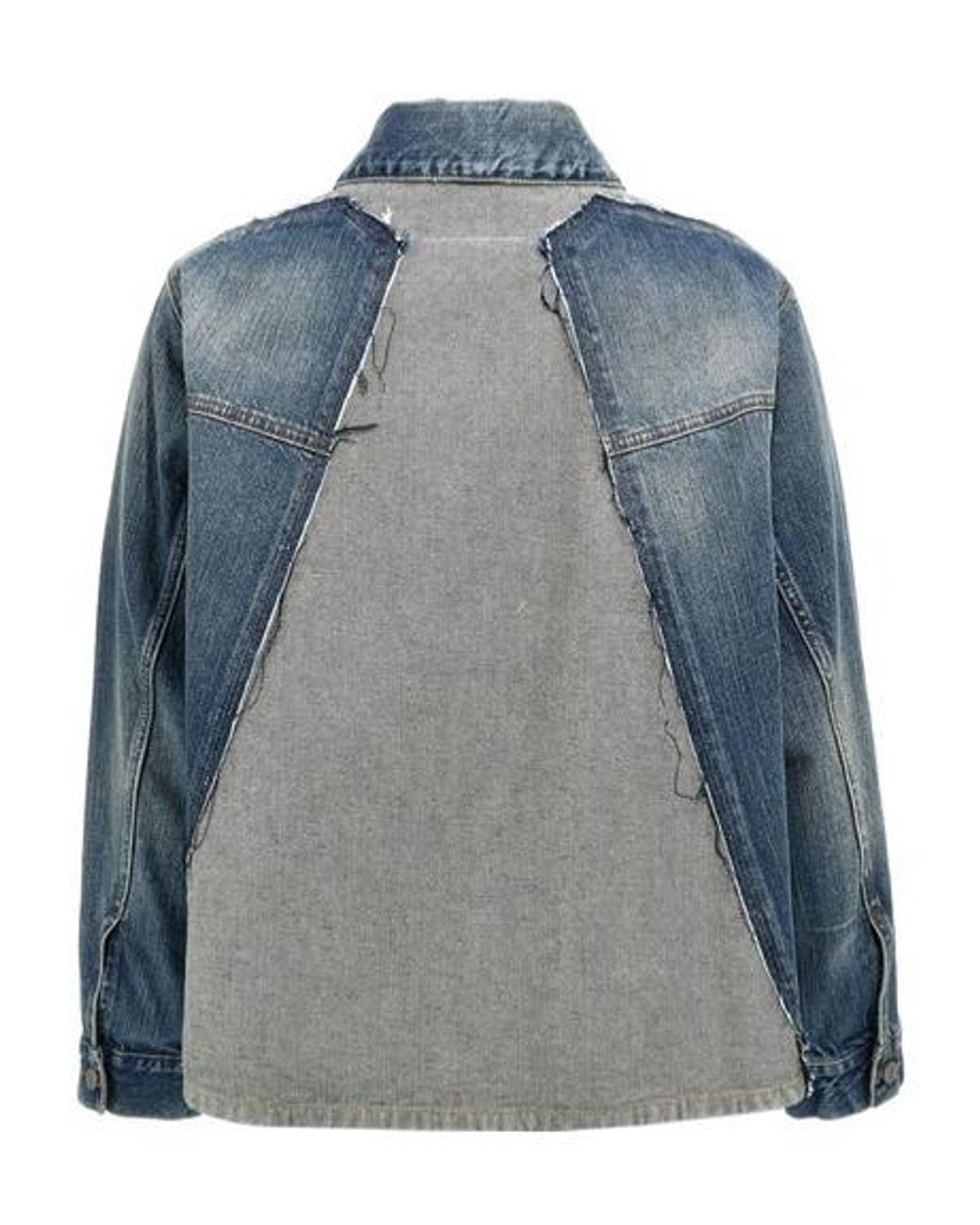 MM6 by Maison Margiela Blue Denim Distressed Jacket