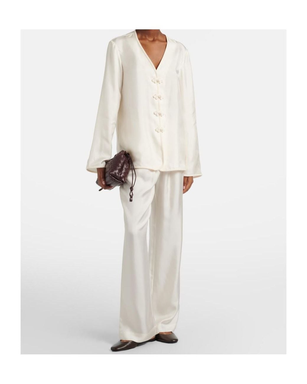 Rohe White Silk Wide-Leg Pants