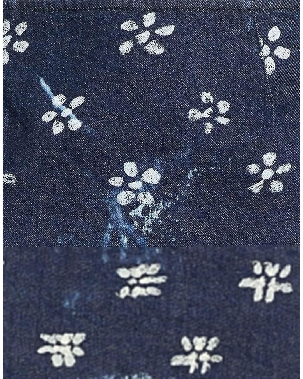 Marni Blue Denim Floral Print Midi Skirt