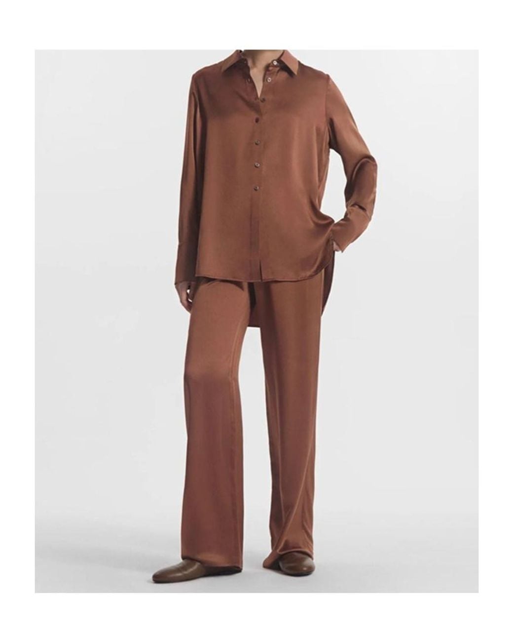 Co. Brown Elasticated Straight-Leg Trousers