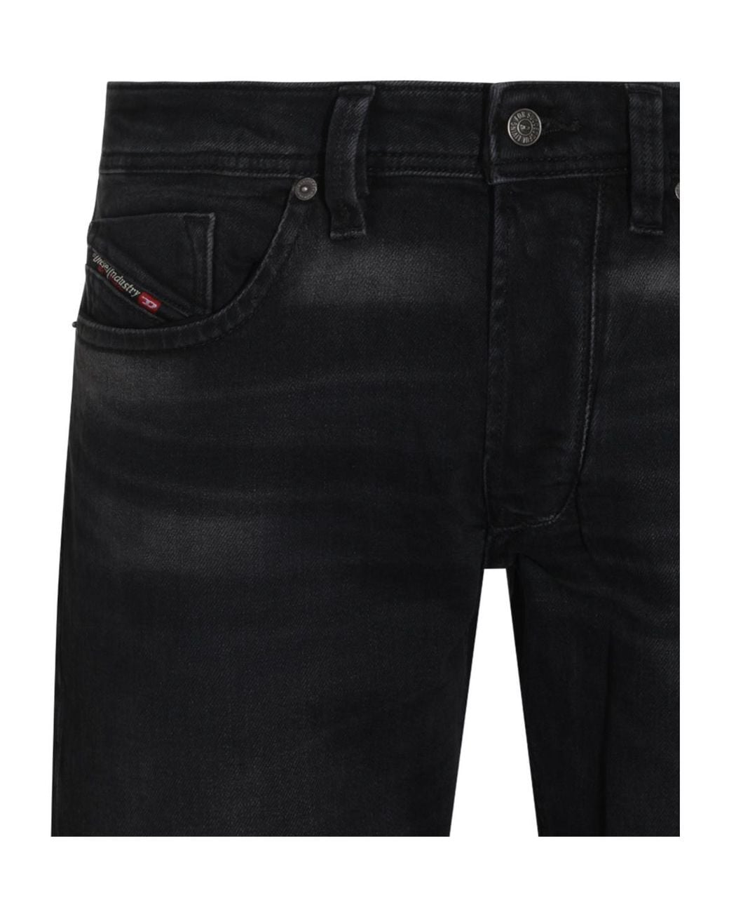 DIESEL Black Logo Patch Straight-Leg Skinny Jeans for men